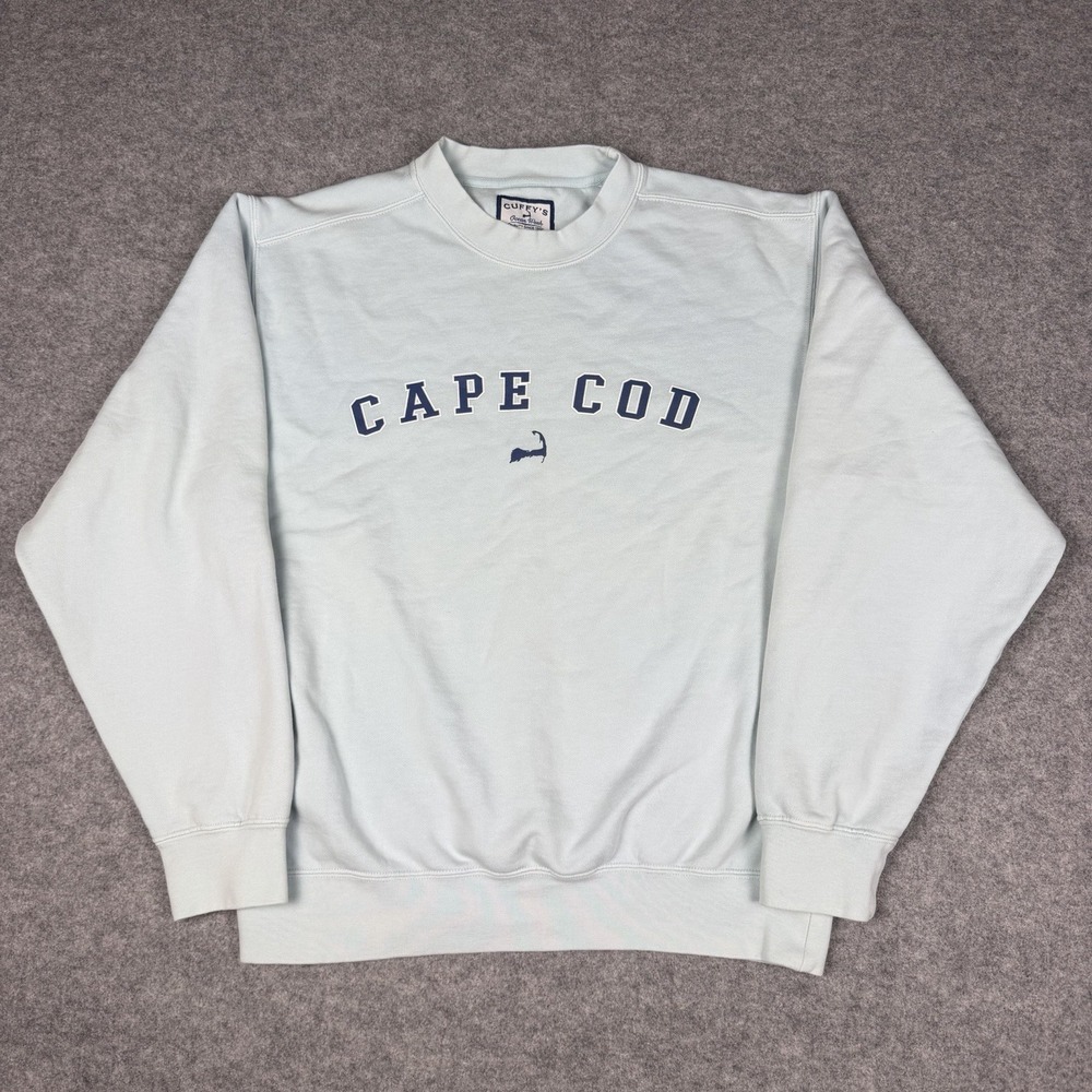 Cuffys Cape Cod Crewneck Sweatshirt M Blue Graphic Pullover Embroidered Vintage